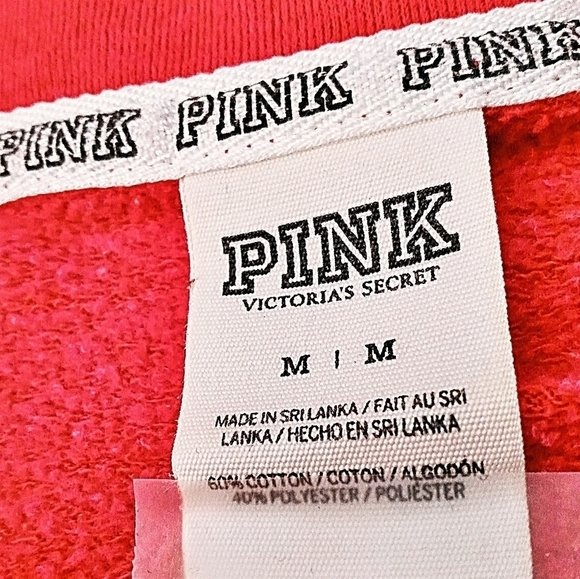 VS Pink M Pink/Black Half Zip Mock Turtleneck Long Sleeve Sweatshirt - Picture 3 of 6
